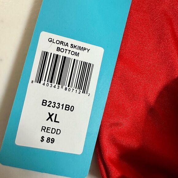 NWT Beach Bunny Women’s Gloria Red Skimpy Swim Bikini Bottom - Sue XL - Picture 4 of 11